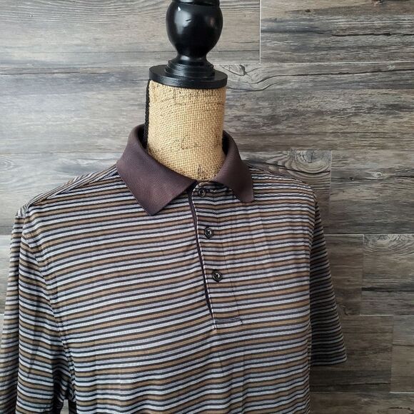 Bobby Jones X-H20 Performance Golf  Collard Shirt Men's Size Small Brown Gold - Picture 2 of 7